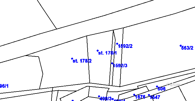 Parcela st. 178/1 v KÚ Srbeč, Katastrální mapa