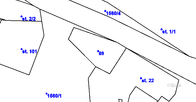 Parcela st. 89 v KÚ Srbeč, Katastrální mapa