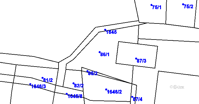 Parcela st. 86/1 v KÚ Srbeč, Katastrální mapa