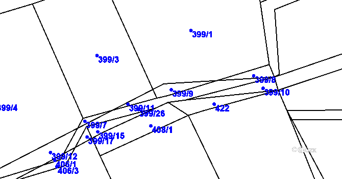 Parcela st. 399/9 v KÚ Srbeč, Katastrální mapa