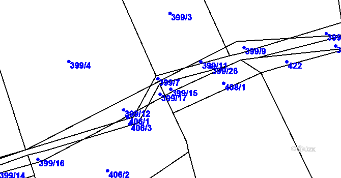 Parcela st. 399/15 v KÚ Srbeč, Katastrální mapa