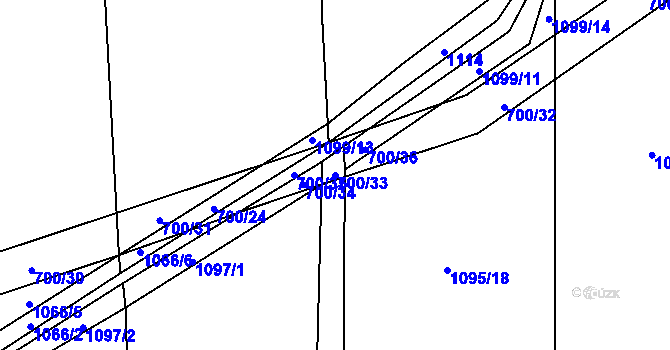 Parcela st. 700/33 v KÚ Srbeč, Katastrální mapa
