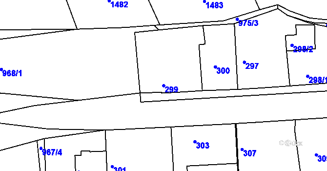 Parcela st. 299 v KÚ Hlohovčice, Katastrální mapa