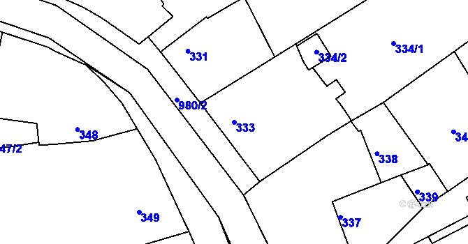 Parcela st. 333 v KÚ Hlohovčice, Katastrální mapa
