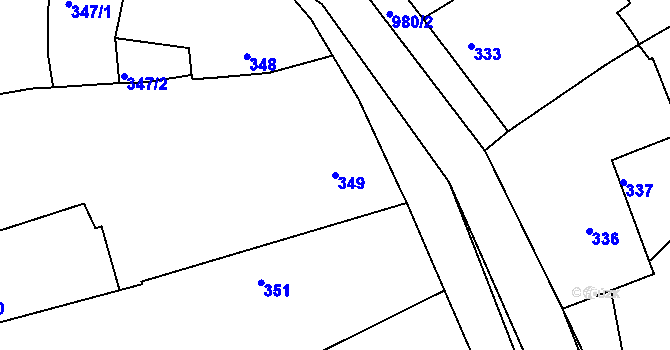Parcela st. 349 v KÚ Hlohovčice, Katastrální mapa