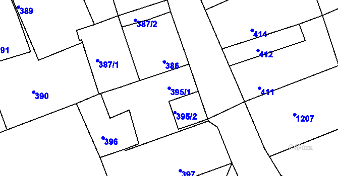 Parcela st. 395/1 v KÚ Hlohovčice, Katastrální mapa