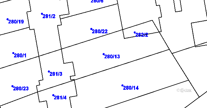 Parcela st. 280/13 v KÚ Hlohovčice, Katastrální mapa