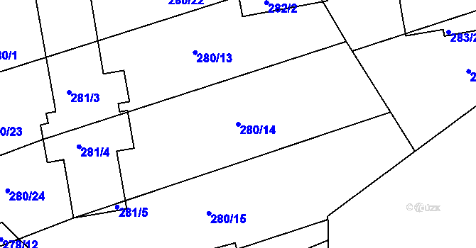 Parcela st. 280/14 v KÚ Hlohovčice, Katastrální mapa