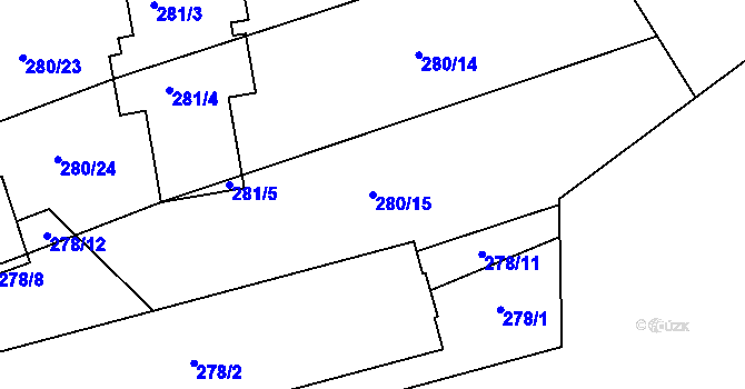 Parcela st. 280/15 v KÚ Hlohovčice, Katastrální mapa
