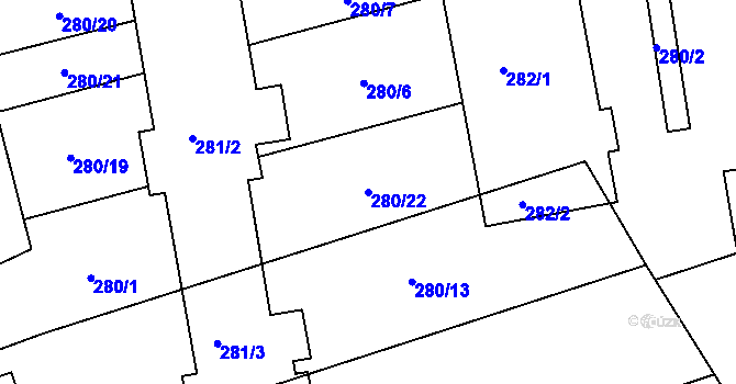 Parcela st. 280/22 v KÚ Hlohovčice, Katastrální mapa