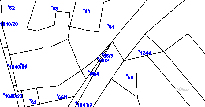 Parcela st. 66/3 v KÚ Srbice u Kolovče, Katastrální mapa