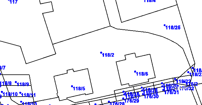 Parcela st. 118/2 v KÚ Srbice u Kolovče, Katastrální mapa