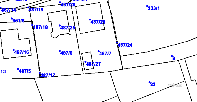 Parcela st. 487/7 v KÚ Srbice u Kolovče, Katastrální mapa