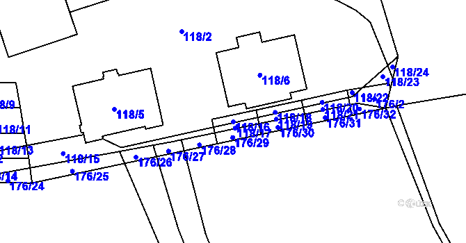 Parcela st. 118/16 v KÚ Srbice u Kolovče, Katastrální mapa