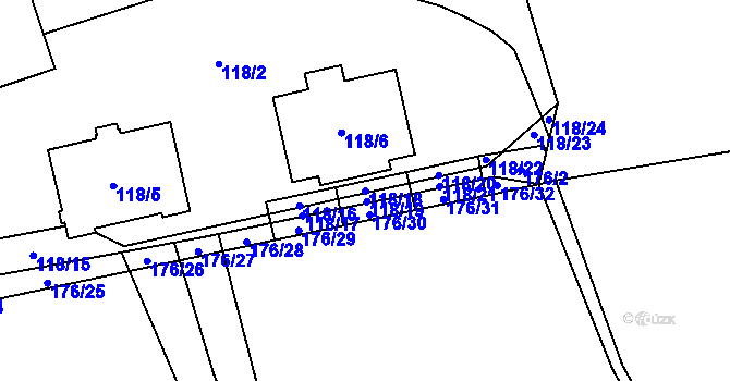 Parcela st. 118/18 v KÚ Srbice u Kolovče, Katastrální mapa
