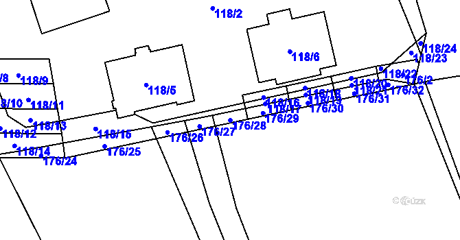Parcela st. 176/28 v KÚ Srbice u Kolovče, Katastrální mapa