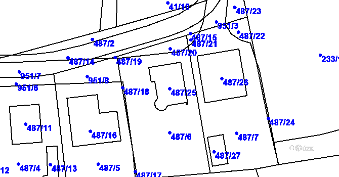 Parcela st. 487/25 v KÚ Srbice u Kolovče, Katastrální mapa