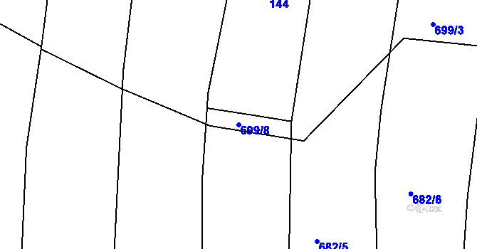 Parcela st. 699/8 v KÚ Těšovice u Kolovče, Katastrální mapa