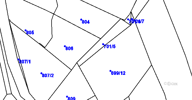 Parcela st. 701/4 v KÚ Těšovice u Kolovče, Katastrální mapa