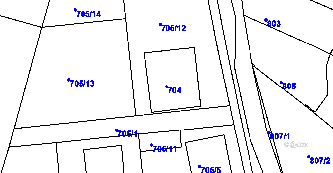 Parcela st. 704 v KÚ Těšovice u Kolovče, Katastrální mapa