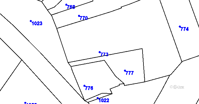 Parcela st. 773 v KÚ Těšovice u Kolovče, Katastrální mapa