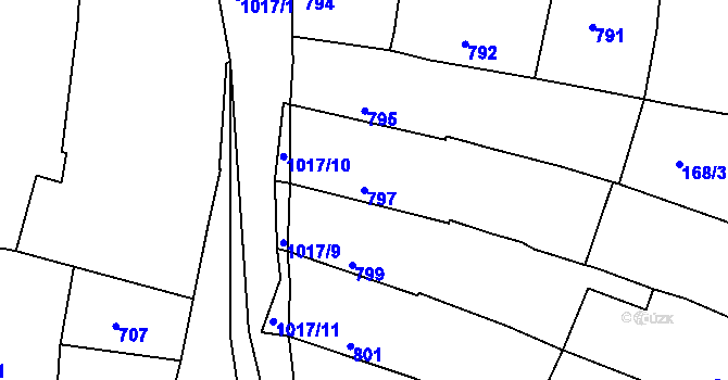 Parcela st. 797 v KÚ Těšovice u Kolovče, Katastrální mapa
