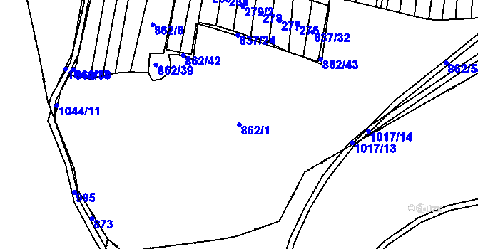 Parcela st. 862/1 v KÚ Těšovice u Kolovče, Katastrální mapa