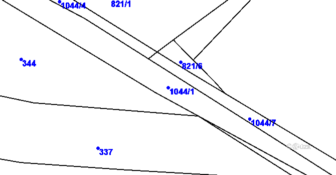 Parcela st. 1044/1 v KÚ Těšovice u Kolovče, Katastrální mapa