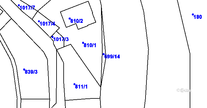 Parcela st. 699/14 v KÚ Těšovice u Kolovče, Katastrální mapa