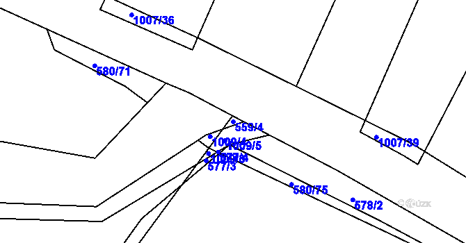 Parcela st. 559/4 v KÚ Těšovice u Kolovče, Katastrální mapa