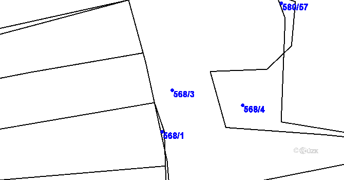 Parcela st. 568/3 v KÚ Těšovice u Kolovče, Katastrální mapa