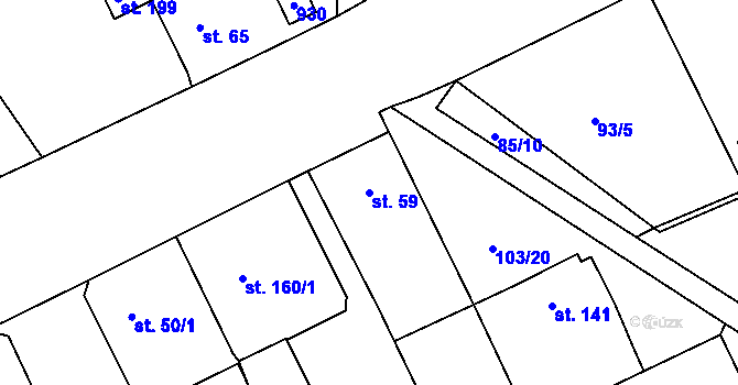 Parcela st. 59 v KÚ Srbice, Katastrální mapa