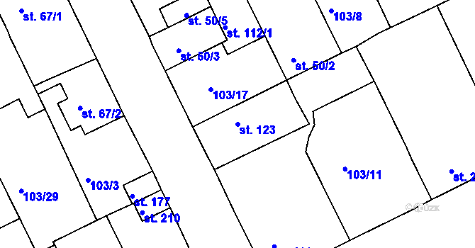 Parcela st. 123 v KÚ Srbice, Katastrální mapa