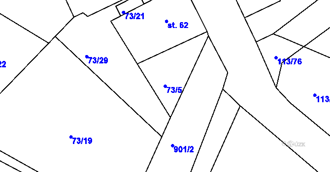 Parcela st. 73/5 v KÚ Srbice, Katastrální mapa