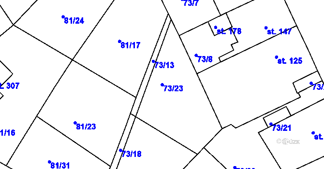 Parcela st. 73/23 v KÚ Srbice, Katastrální mapa