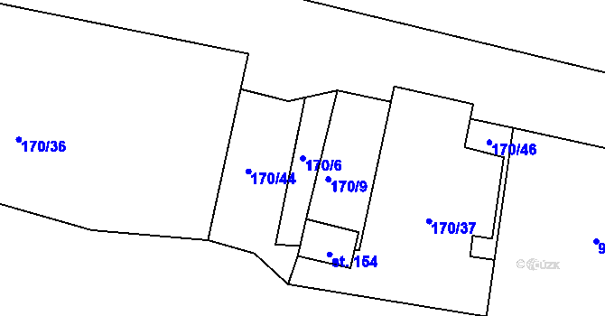 Parcela st. 170/6 v KÚ Srbice, Katastrální mapa