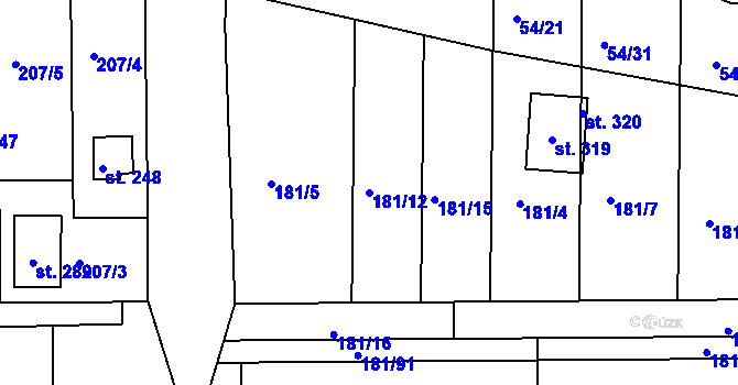 Parcela st. 181/12 v KÚ Srbice, Katastrální mapa