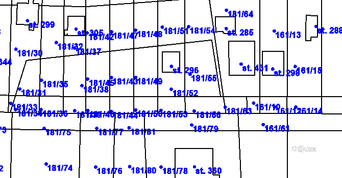 Parcela st. 181/52 v KÚ Srbice, Katastrální mapa