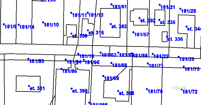 Parcela st. 181/62 v KÚ Srbice, Katastrální mapa