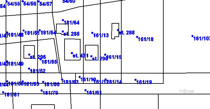 Parcela st. 161/15 v KÚ Srbice, Katastrální mapa