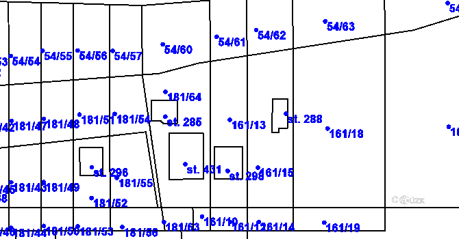 Parcela st. 161/13 v KÚ Srbice, Katastrální mapa