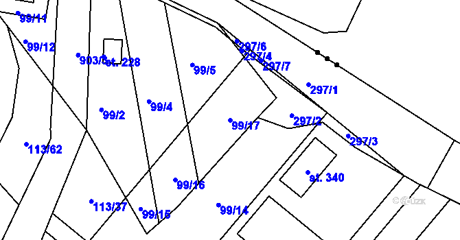Parcela st. 99/17 v KÚ Srbice, Katastrální mapa