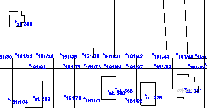 Parcela st. 161/40 v KÚ Srbice, Katastrální mapa