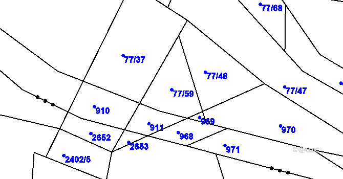 Parcela st. 77/59 v KÚ Srbice, Katastrální mapa