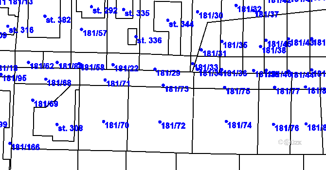 Parcela st. 181/73 v KÚ Srbice, Katastrální mapa