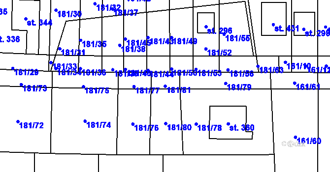 Parcela st. 181/81 v KÚ Srbice, Katastrální mapa