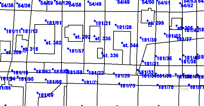 Parcela st. 336 v KÚ Srbice, Katastrální mapa