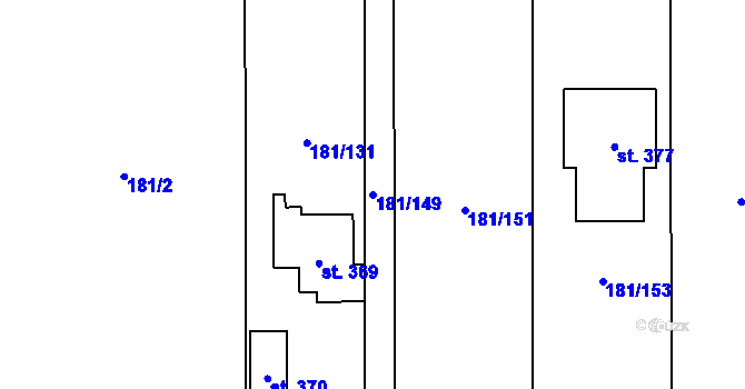 Parcela st. 181/149 v KÚ Srbice, Katastrální mapa