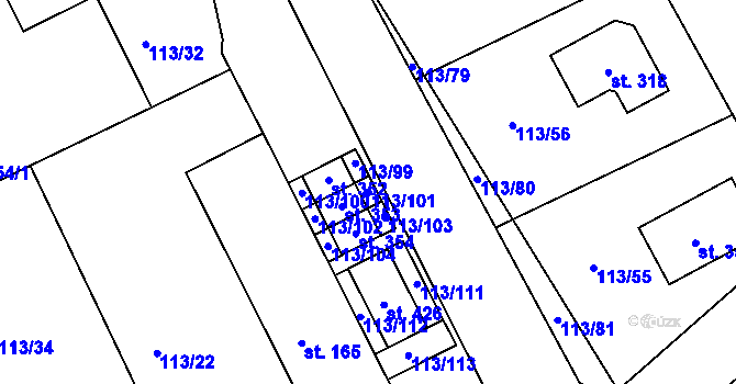 Parcela st. 113/101 v KÚ Srbice, Katastrální mapa
