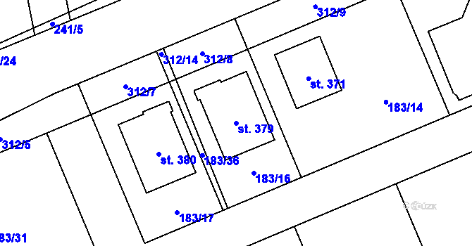 Parcela st. 379 v KÚ Srbice, Katastrální mapa